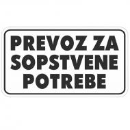 Nalepnica Prevoz za sopstvene potrebe