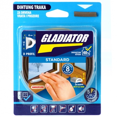 Gladiator Dihtung traka za vrata i prozore D profil BRAON