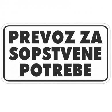 Nalepnica Prevoz za sopstvene potrebe